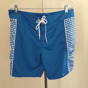 Mens EDDIE BAUER SWIM TRUNKS Board Shorts Blue White Size M